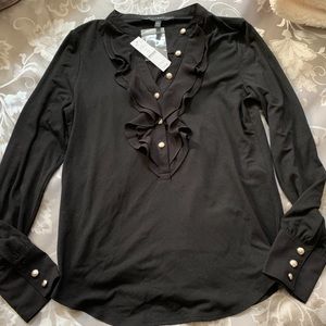 Authentic WHBM Military Button Ruffle Blouse